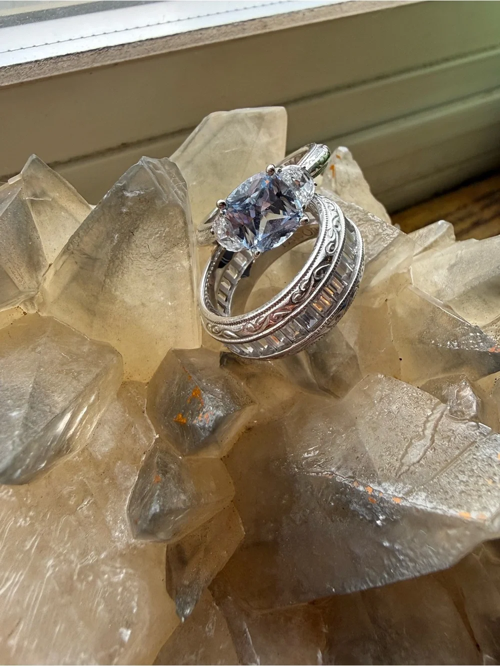 Silver Ring with Light Blue aquamarine Gemstone - Tacori